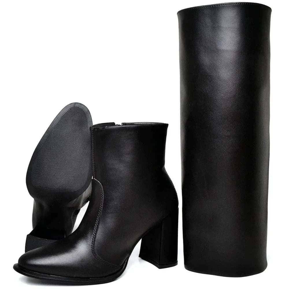 Bota Capa Cano Alto 2 em 1 Salto Bloco